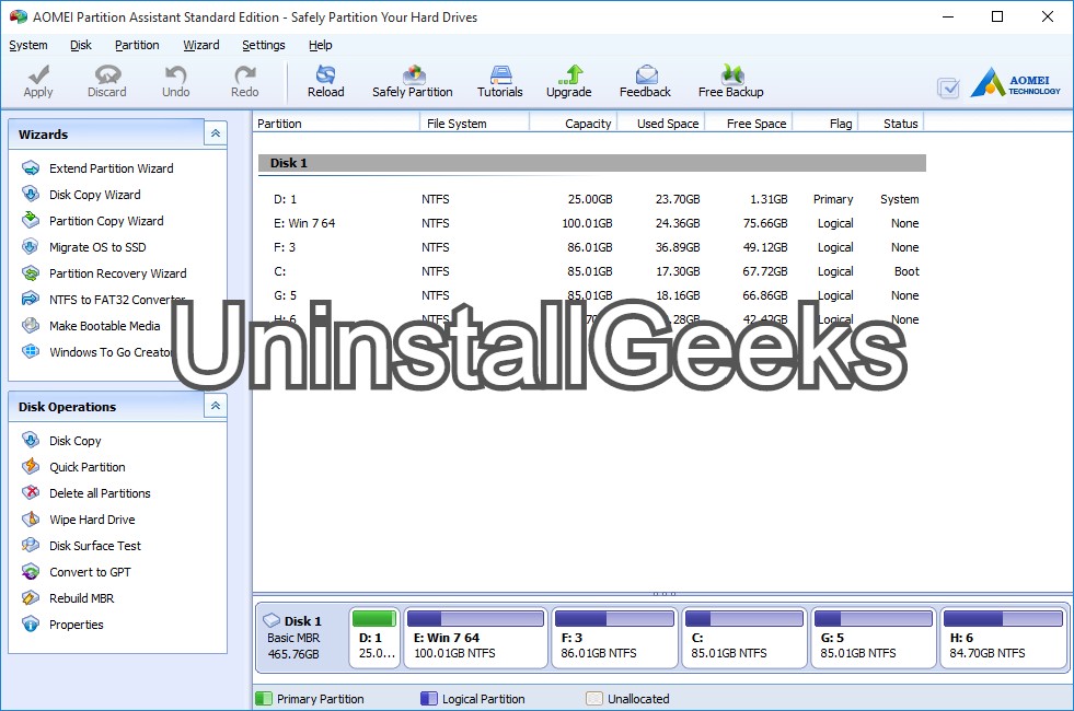 uninstall Aomei Partition Assistant