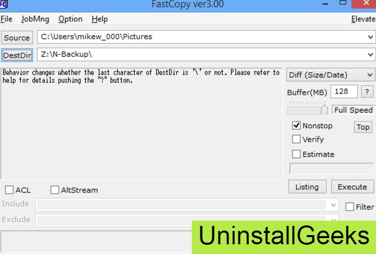 Uninstall FastCopy