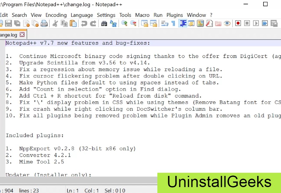 Uninstall Notepad++