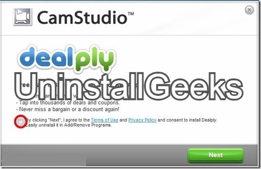 uninstall CamStudio