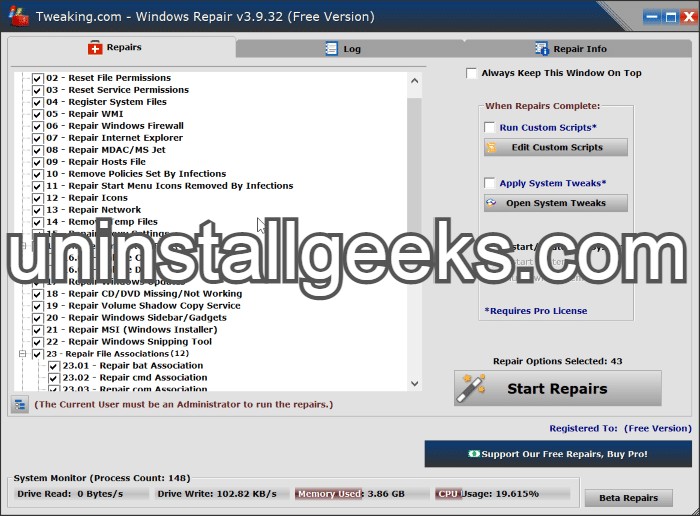 Uninstall Windows Repair