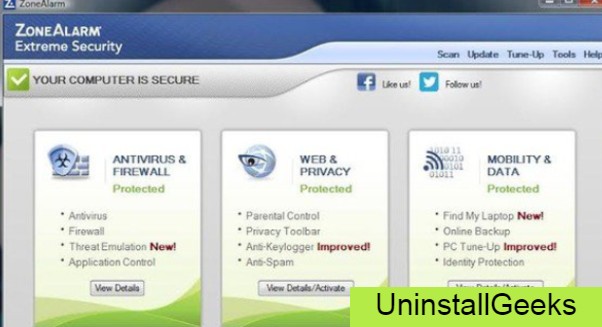 Uninstall ZoneAlarm Extreme Security