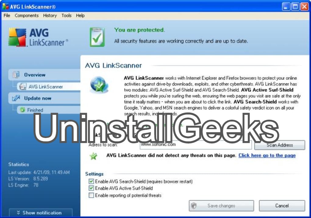 Uninstall AVG LinkScanner Antivirus