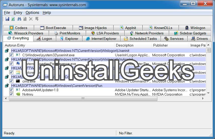 Uninstall Sysinternals Autoruns Antivirus