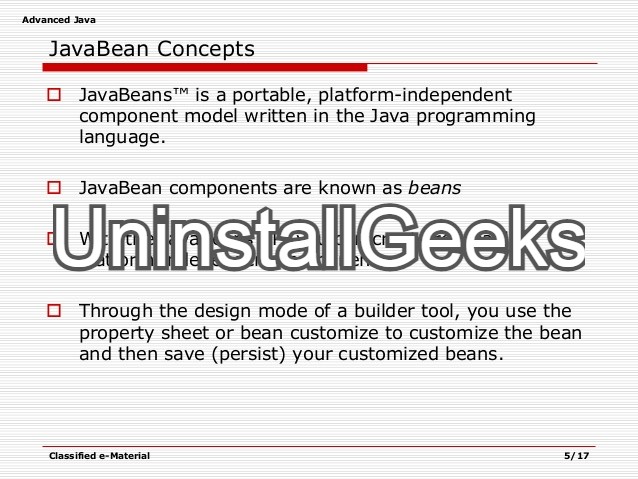 Uninstall JavaBean