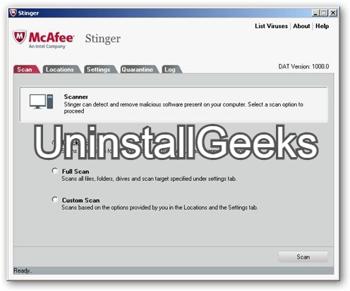 Uninstall McAfee Stinger Antivirus