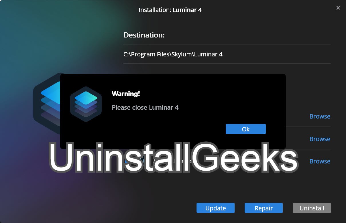 uninstall Luminar 4