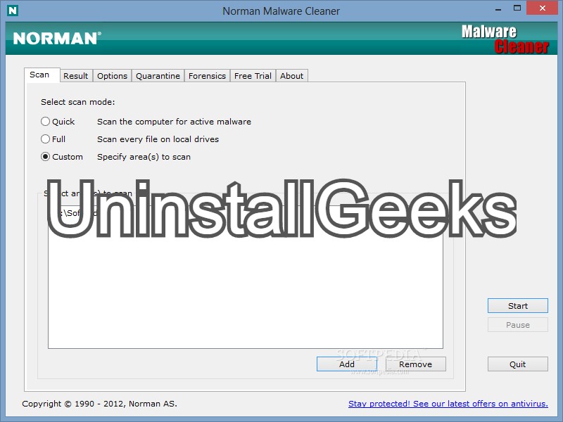 Uninstall Norman Malware Cleaner